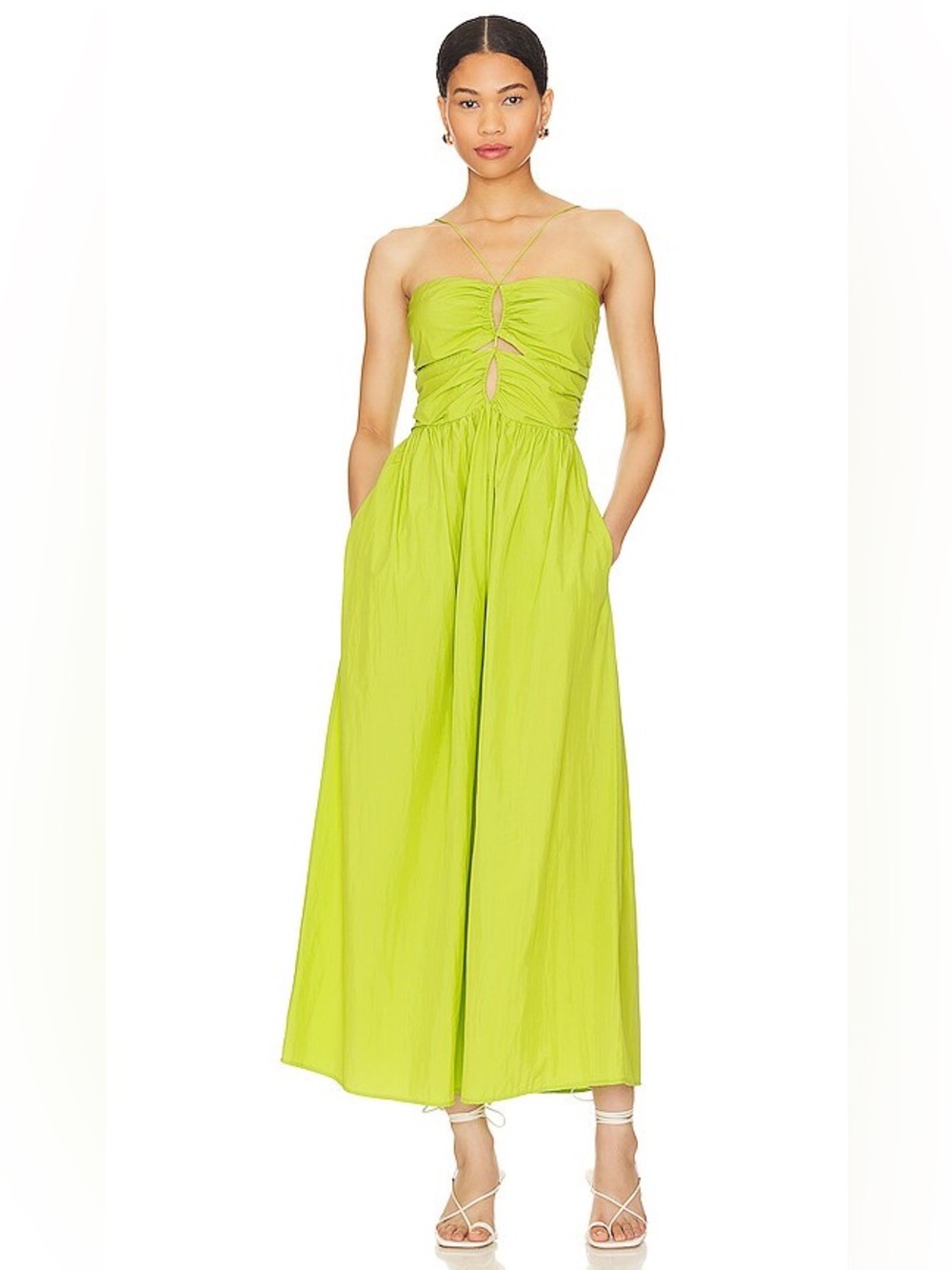REVOLVE Rails Silvia Midi Dress Banana Leaf NWT Small Cutout Resort Vacation